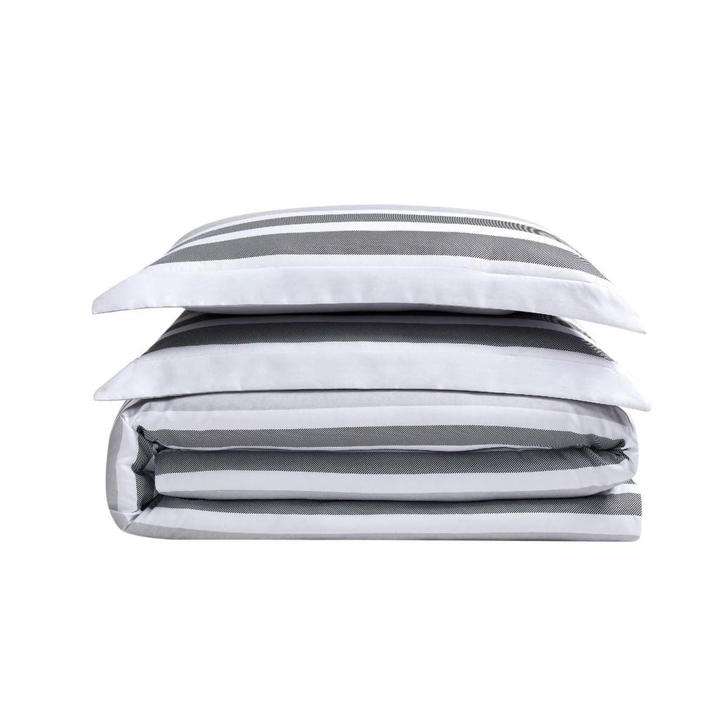 Curtis Stripe Gray Twin XL Microfiber Comforter Set