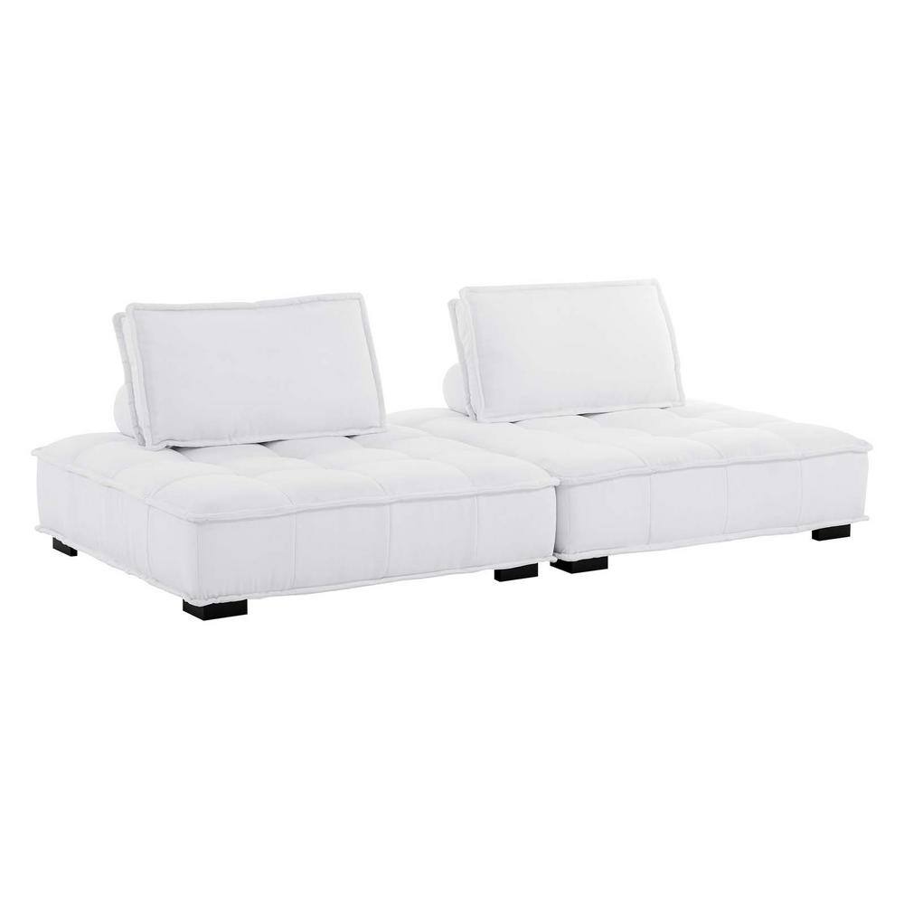 MODWAY Saunter 94 In W White Tufted Fabric Fabric 2 Piece Loveseat EEI   White Loveseats Eei 5204 Whi 64 1000 