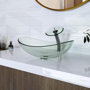 DeerValley Glass Oval Vessel Bathroom Sink, Crystal