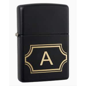 Black Matte Zippo Lighter Initial Letter "A"