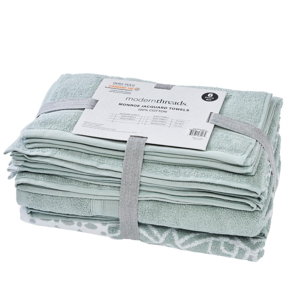Modern Threads Monroe 6-Piece Yarn Dyed Jacquard Towel Set - Dark Sage