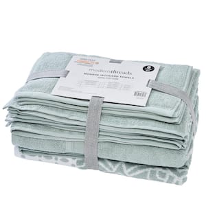 Madison Park - Breeze Jacquard Wavy Border Zero Twist Cotton Towel Set - Charcoal