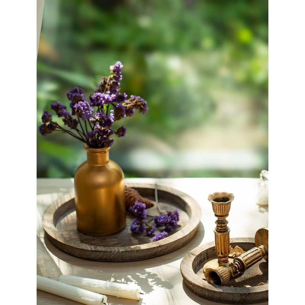 Round Brown Wooden Decorative Candlestick Tray, Suitable for Home Decor (Distressed) price history on PriceWatchPro