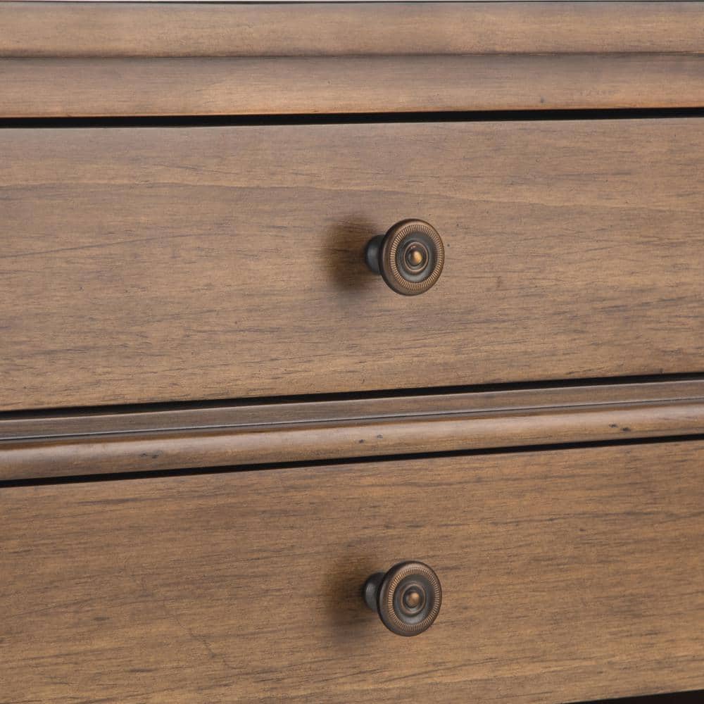 Carlton Rustic Natural Aged Brown Solid Wood Bedside Table