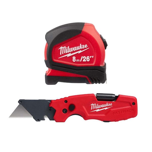 Milwaukee 8 m/26 ft. Compact Tape Measure with FASTBACK 6in1 Folding