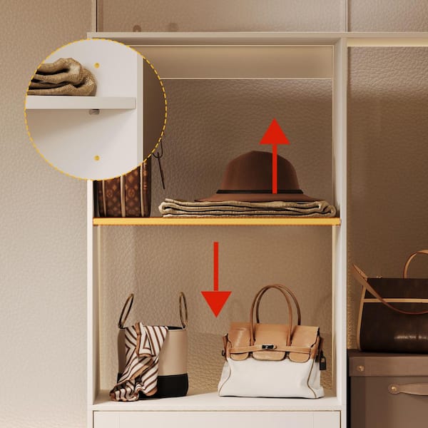 ふふ FUFU&GAGA White Wood 70.9 in. Corner Bedroom Armoire with
