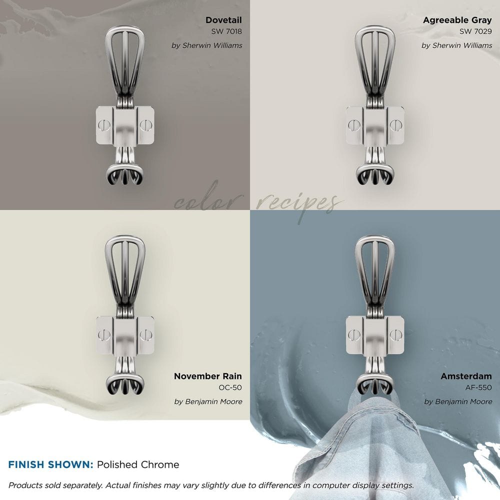 Polished Chrome Double Prong Decorative Wall Hook