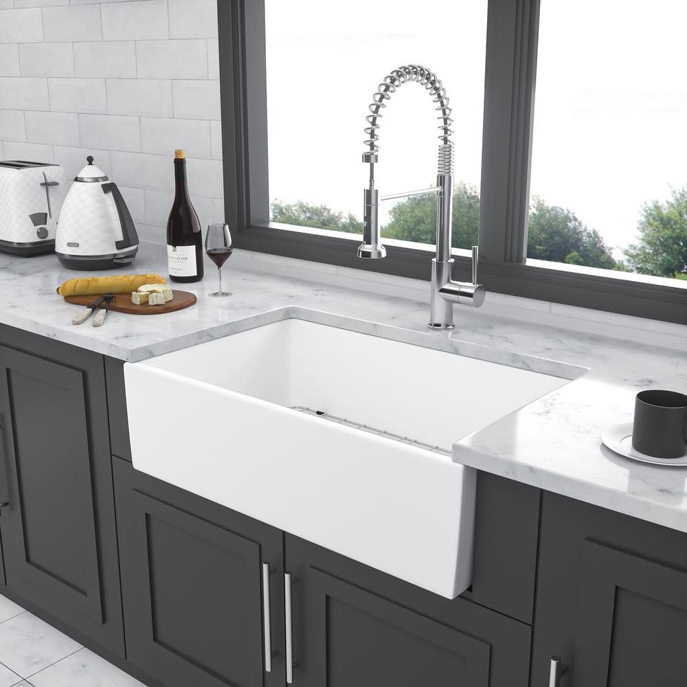 36-Inch White Ceramic Farmhouse Single Bowl Kitchen Sink