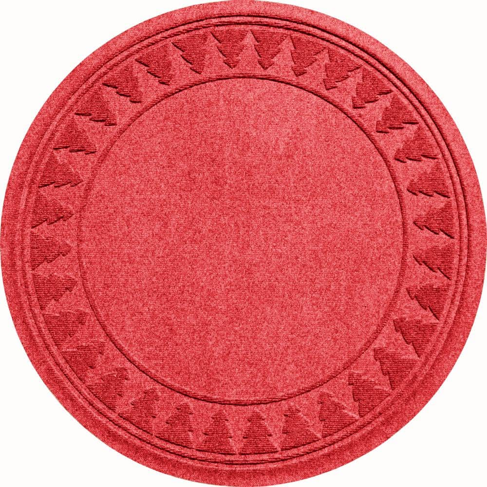 Red Pine Tree Round Christmas Tree Skirt with Rubber Backing