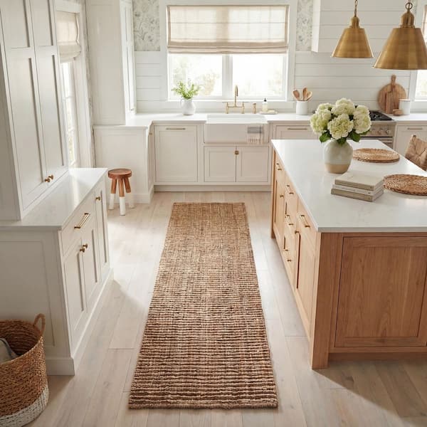 Natural Fiber Beige 3 ft. x 8 ft. Solid Runner Rug