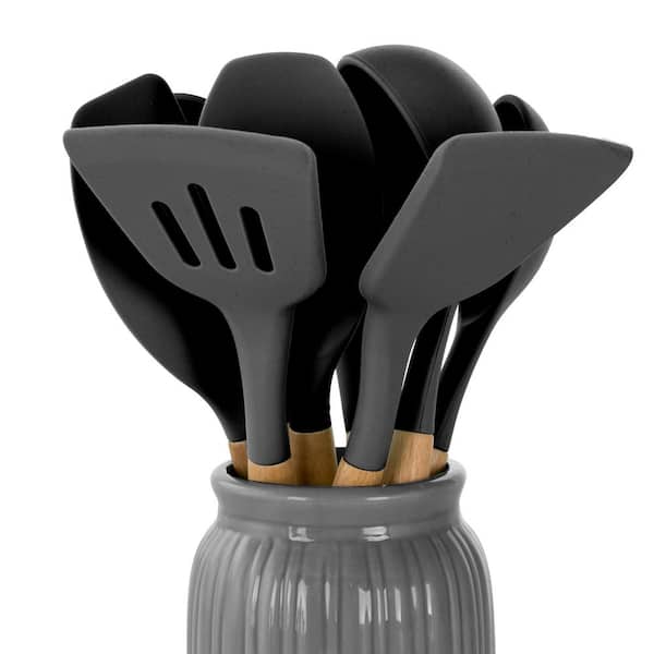 Gray Silicone and Wood Cooking Utensils (Set of 9) Gray Silicone and Wood Cooking Utensils (Set of 9)