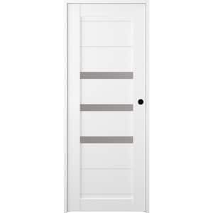 24 in. x 80 in. Left-Hand 3-Lite Frosted Glass Solid Core Dora Bianco Noble Wood Composite Single Prehung Interior Door