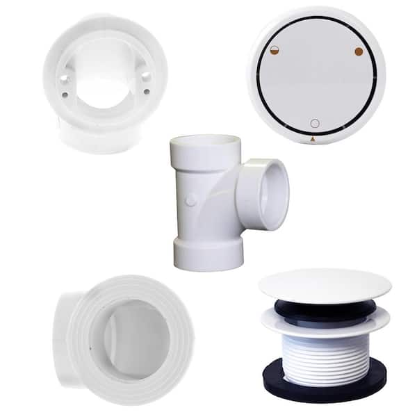 Westbrass Bathtub Trim with Deep Soak Overflow Cover, Tip-Toe Drain and Sch. 40 PVC Fittings, White
