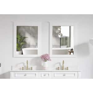 2-Piece 26 in. W x 33 in. H Medium Rectangular Solid Wood Framed Wall Bathroom Vanity Mirror in White