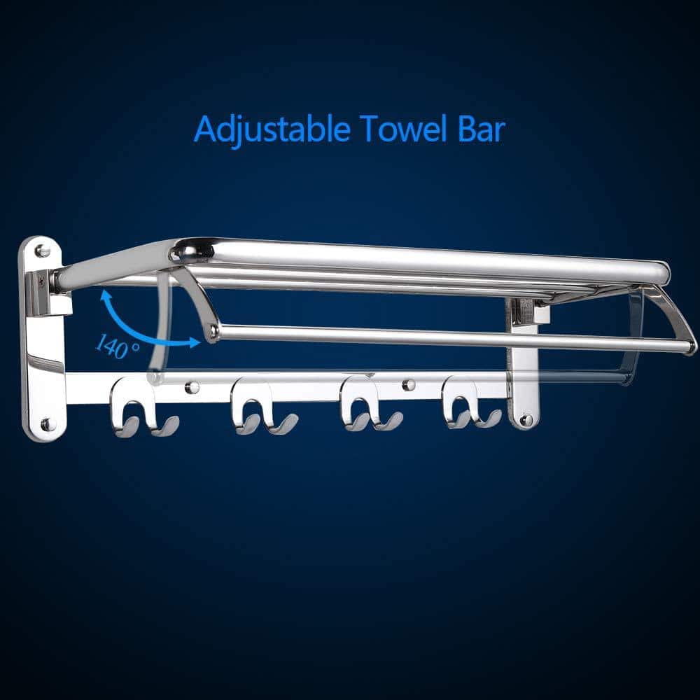 Matte Black Stainless Steel Wall Mounted Towel Rack with Hooks