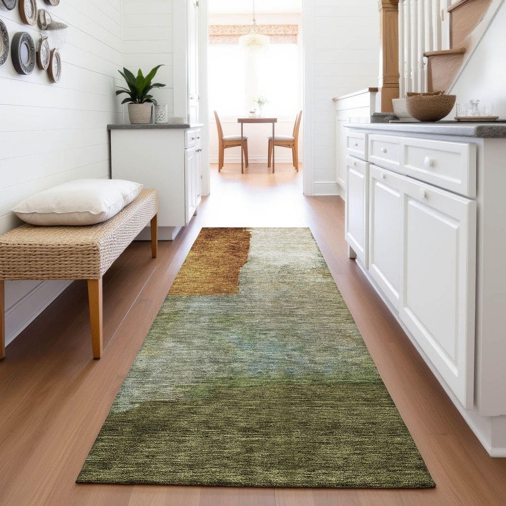 Mayfield Premium Machine Washable Abstract AMF1100 Green 2 ft. 3 in. x 7 ft. 6 in. Runner Rug price history on PriceWatchPro