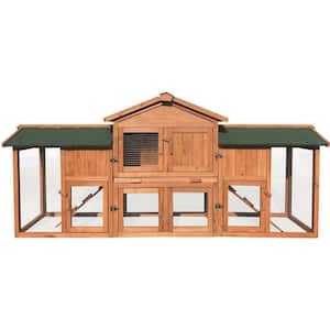Outdoor Wooden Elevated Rabbit Hutch with Ram