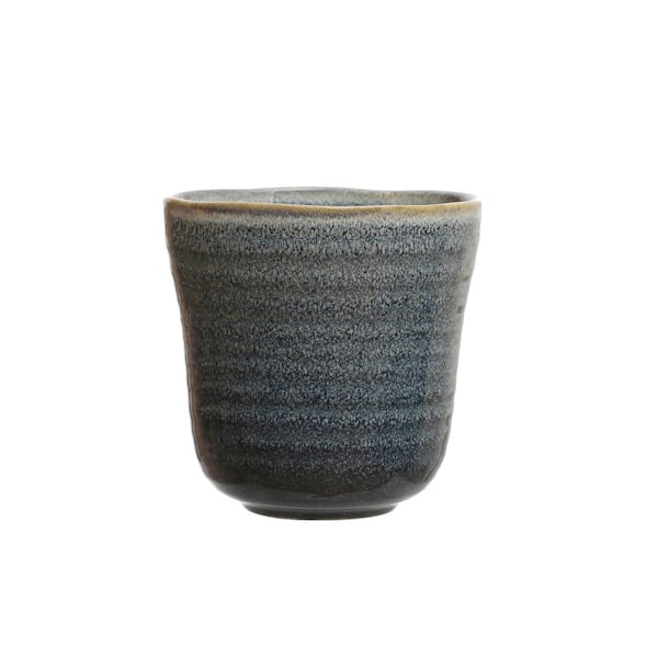Storied Home 6.5 in. L x 6.5 in. W x 6.5 in. H 4 qts. Reactive Glaze Blue Stone Decorative Pots (1-Pack)