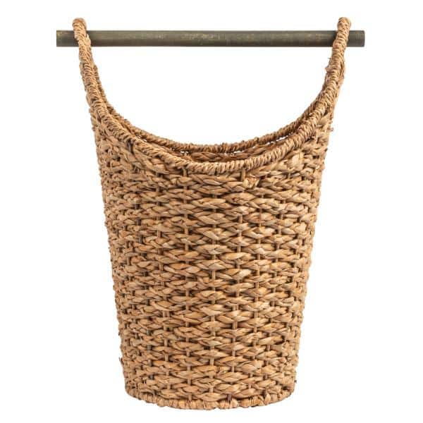 Natural Bankuan Braided Oval Toilet Paper Basket with Wood Bar