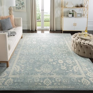 ADirondack Slate/Ivory 10 ft. x 14 ft. Border Distressed Area Rug