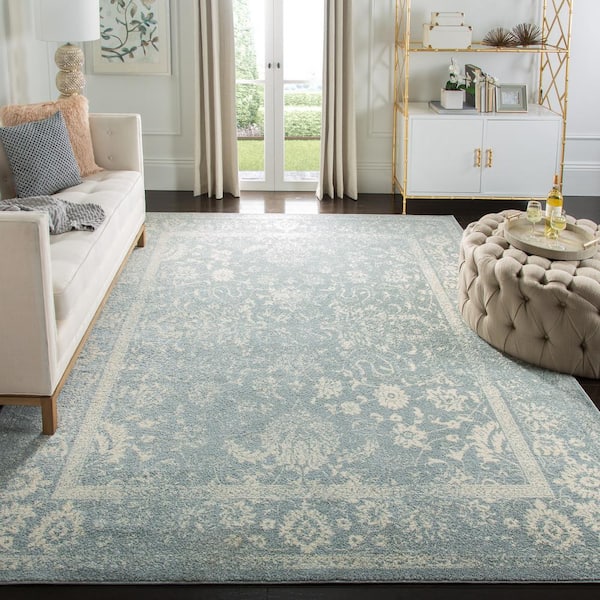 ADirondack Slate/Ivory 11 ft. x 15 ft. Border Distressed Area Rug