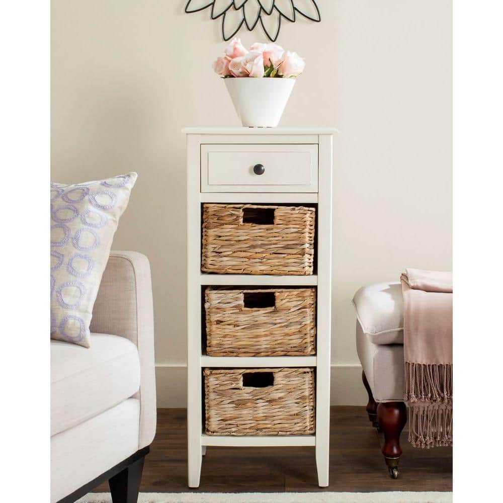 Countryside Charm White Pine 4-Drawer Rectangular Storage Table