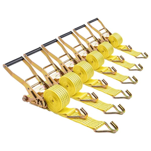 Ratchet Straps, 2 in. x 15 ft., 5000 lbs. Break Strength, Heavy Duty J-Hook Tie Downs, Ratcheting, 2025 Update