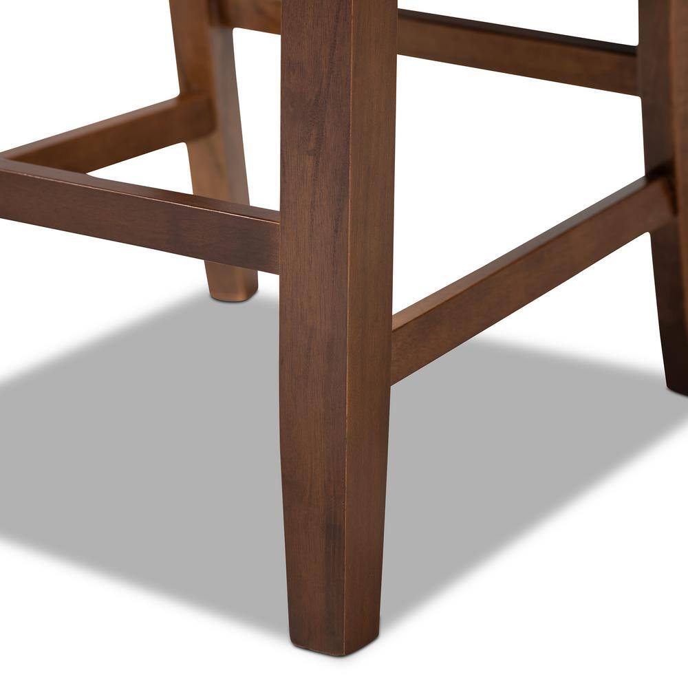 Caron Grey Fabric and Walnut Wood Counter Height Pub Chair Set