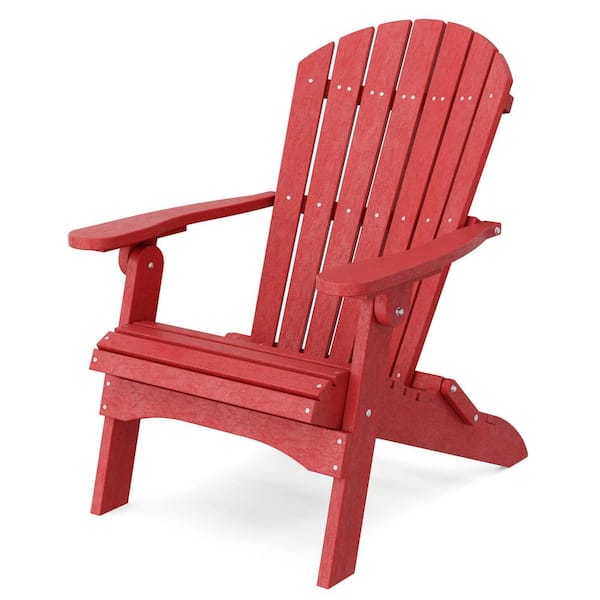 Wildridge Heritage Cardinal Red Plastic Outdoor Folding Adirondack Chair