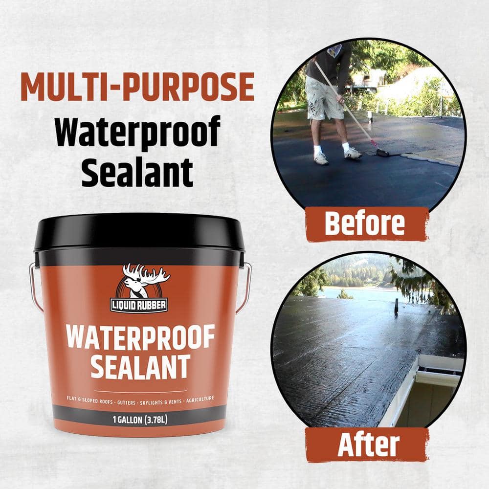 Liquid Rubber Black Multi-Surface Waterproof Sealant, 1 Quart