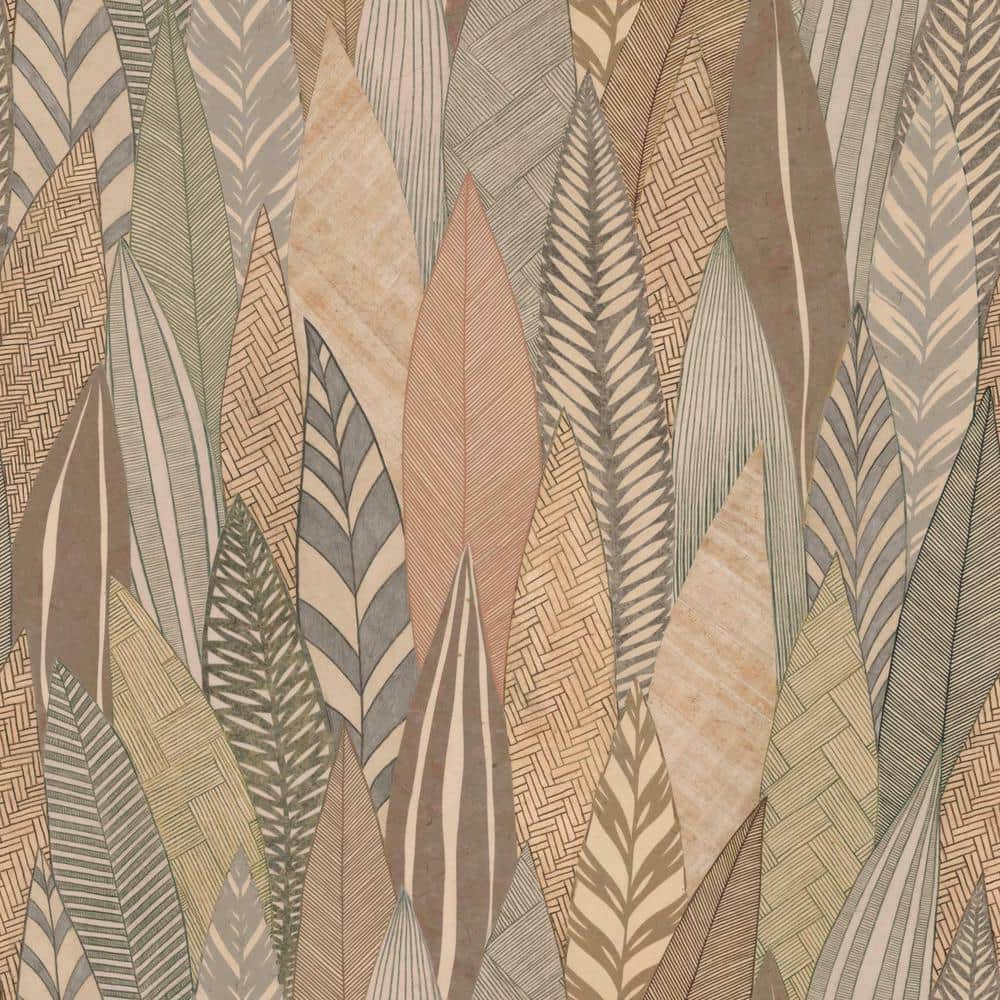 RoomMates Tan Fern and Feathers Vinyl Peel and Stick Wallpaper Roll (28.29  sq. ft.) RMK12084RL - The Home Depot