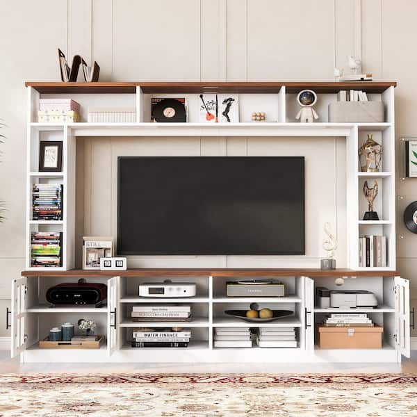 【あ】WALL TV STAND HIGH TYPE ホワイト FUFU&GAGA High Gloss White Wood Entertainment Center Media