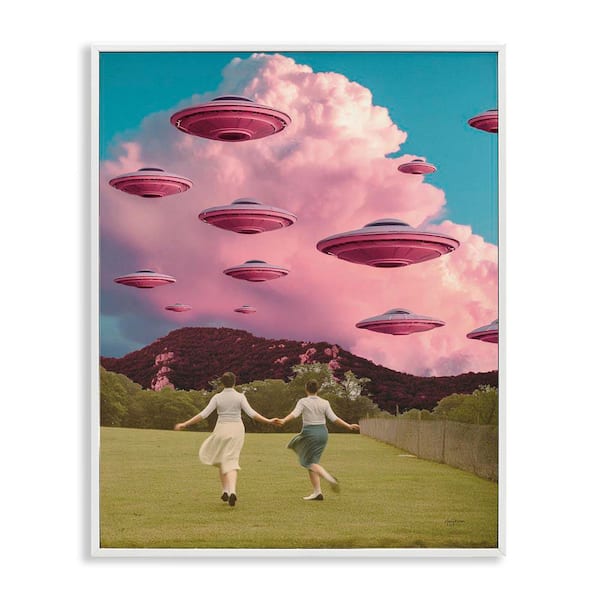Stupell Industries Pick Me Alien Invasion by Mary Urban White Framed Fantasy Giclee Art Print 30 in. x 24 in.