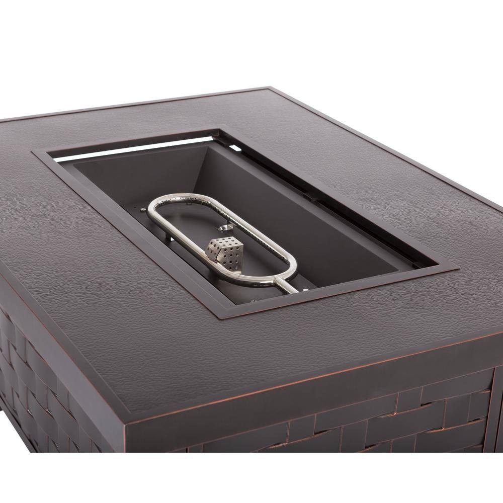 Armstrong Bronze Aluminum Gas Fire Pit Table with Clear Fire Glass
