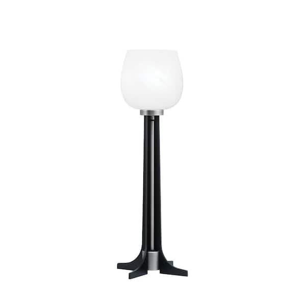 Unbranded Delgado 23 in. Graphite Matte Black Accent Lamp White Marble Glass Shade