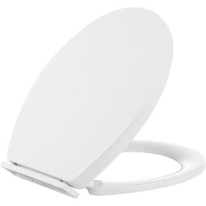 Miibox Round Bowl Closed Front Toilet Seat in. white with Quick Release Hinges for Easy Cleaning