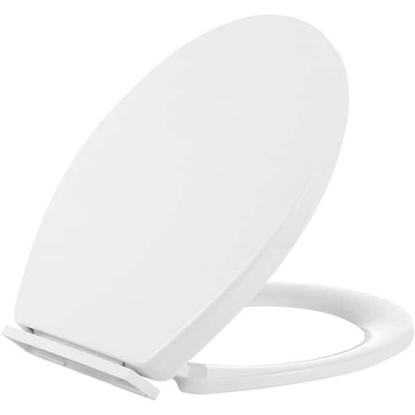 Tatayosi Miibox Round Bowl Closed Front Toilet Seat in. white with Quick Release Hinges for Easy Cleaning