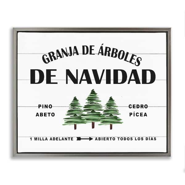 Stupell Industries Christmas Tree Farm by Lettered and Lined Gray Floater Frame Abstract Graphic Art Print 17 in. x 21 in.