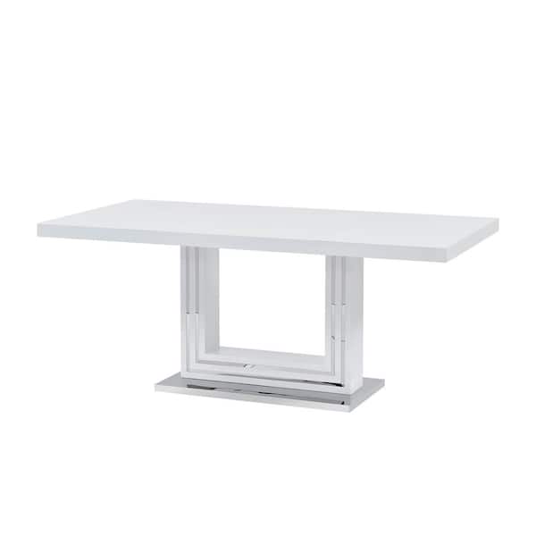 Best Master Furniture Pallab 71 in. White Modern Rectangular Dining Table