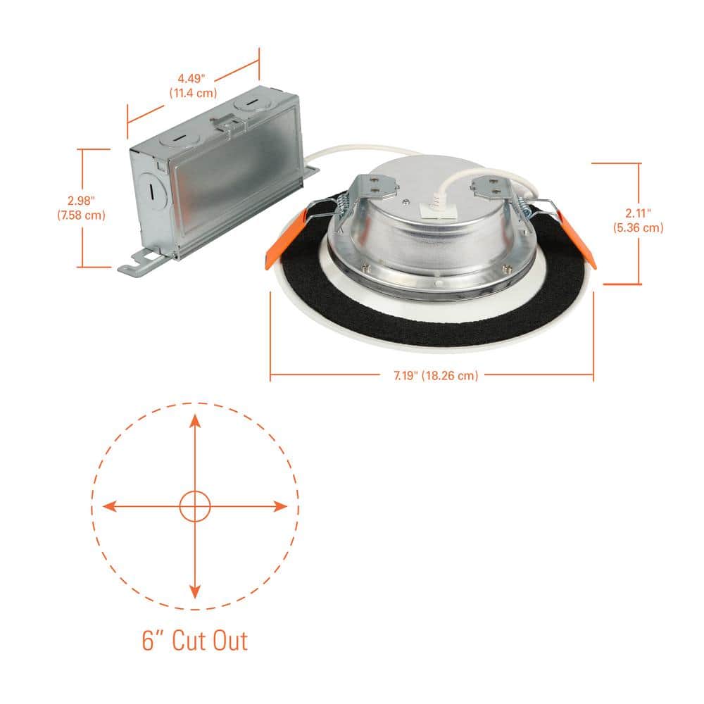 6-Inch White Adjustable LED Downlight for Indoor/Outdoor Use