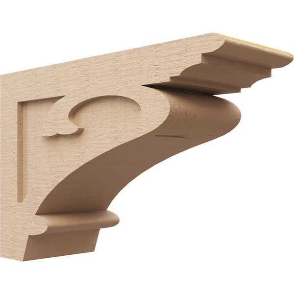 Ekena Millwork Classic Series 3 7 in. x 21 in. x 14 in. Mayflower Rough Cedar Woodgrain Timberthane Polyurethane Corbel in Primed Tan