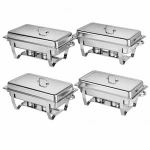 9 qt. Chafing Dishes Buffet Set 4-Pack, Stainless Steel Multi-Size Food Pans, Ideal for Weddings Parties Festivals