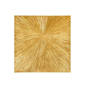 Gold Hand Painted Dimensional Resin Wood Wall Art Decor Unframed 30 in. H x 30 in. W Sunburst Design