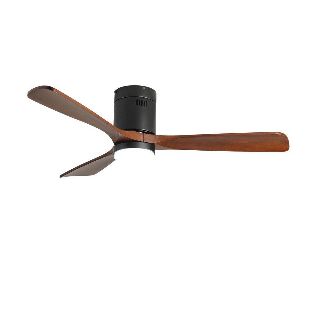 52 in. Indoor Black Flush Mount Standard Ceiling Fan with Light and Remote, Wood Blades, Noiseless DC Motor price history on PriceWatchPro