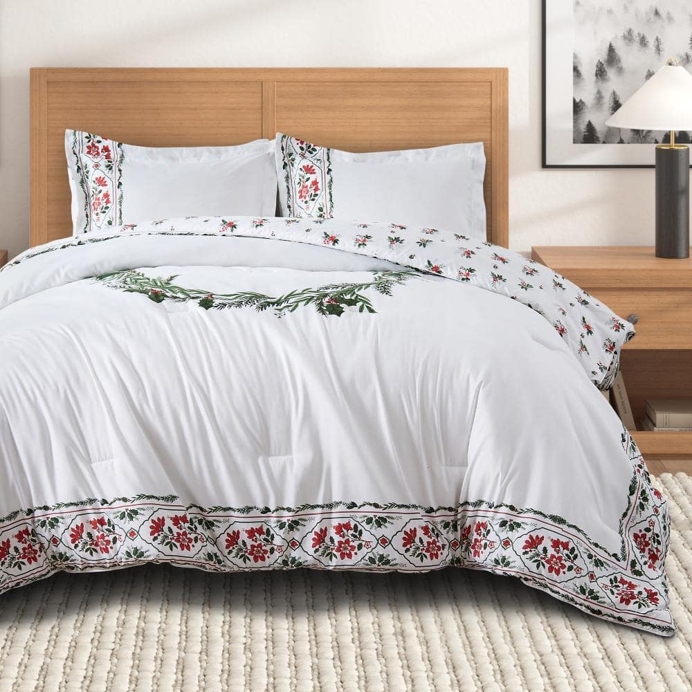 Christmas Down Alternative Comforter and Sham Set (Full / Queen, Poinsettia Floral) price history on PriceWatchPro