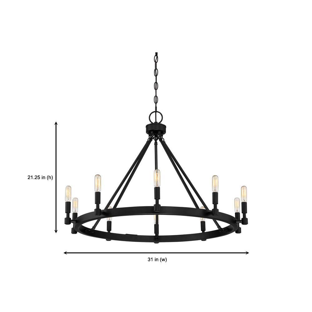 Fiora Black 10-Light Farmhouse Chandelier