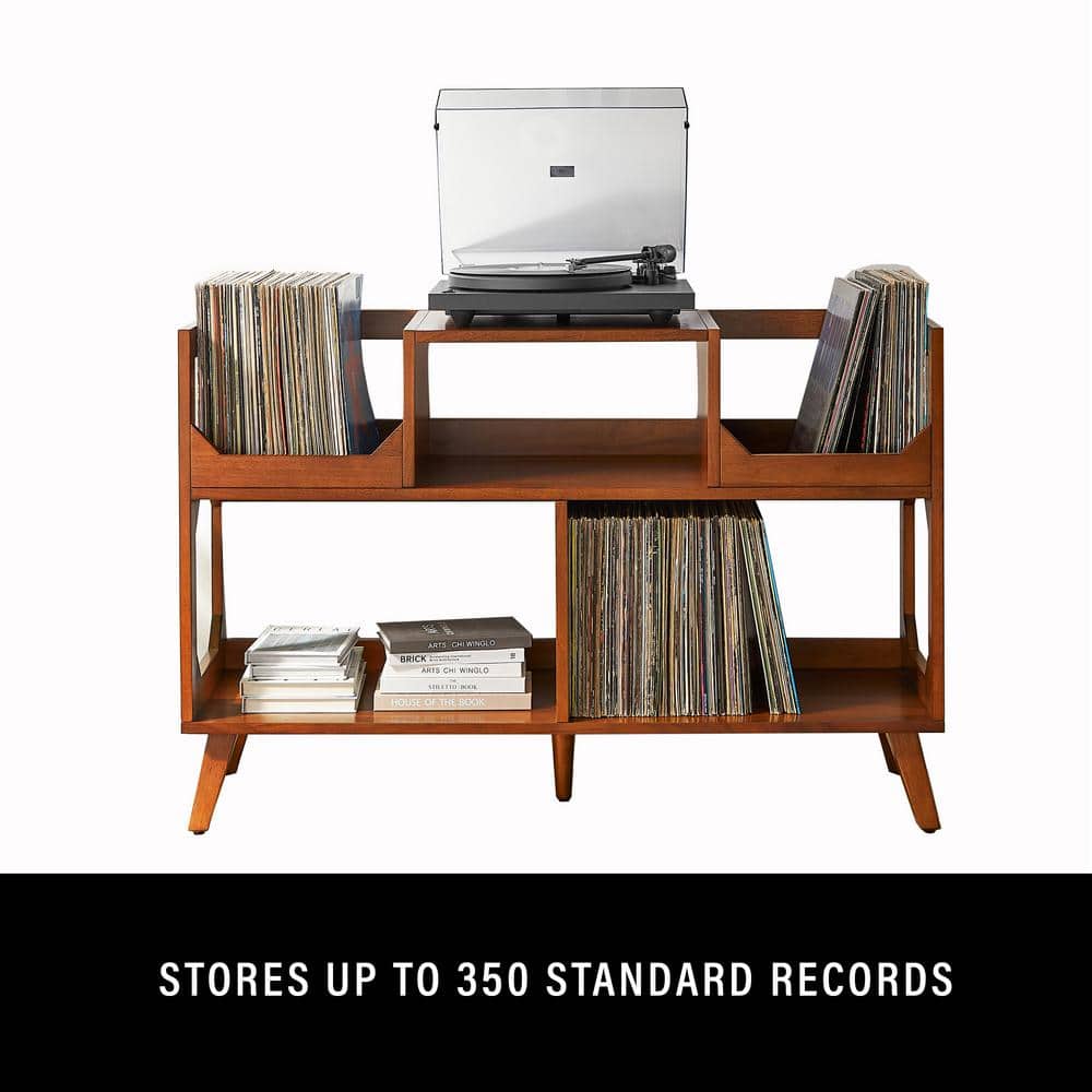 Asheville Walnut Mid-Century Modern Record Storage Console
