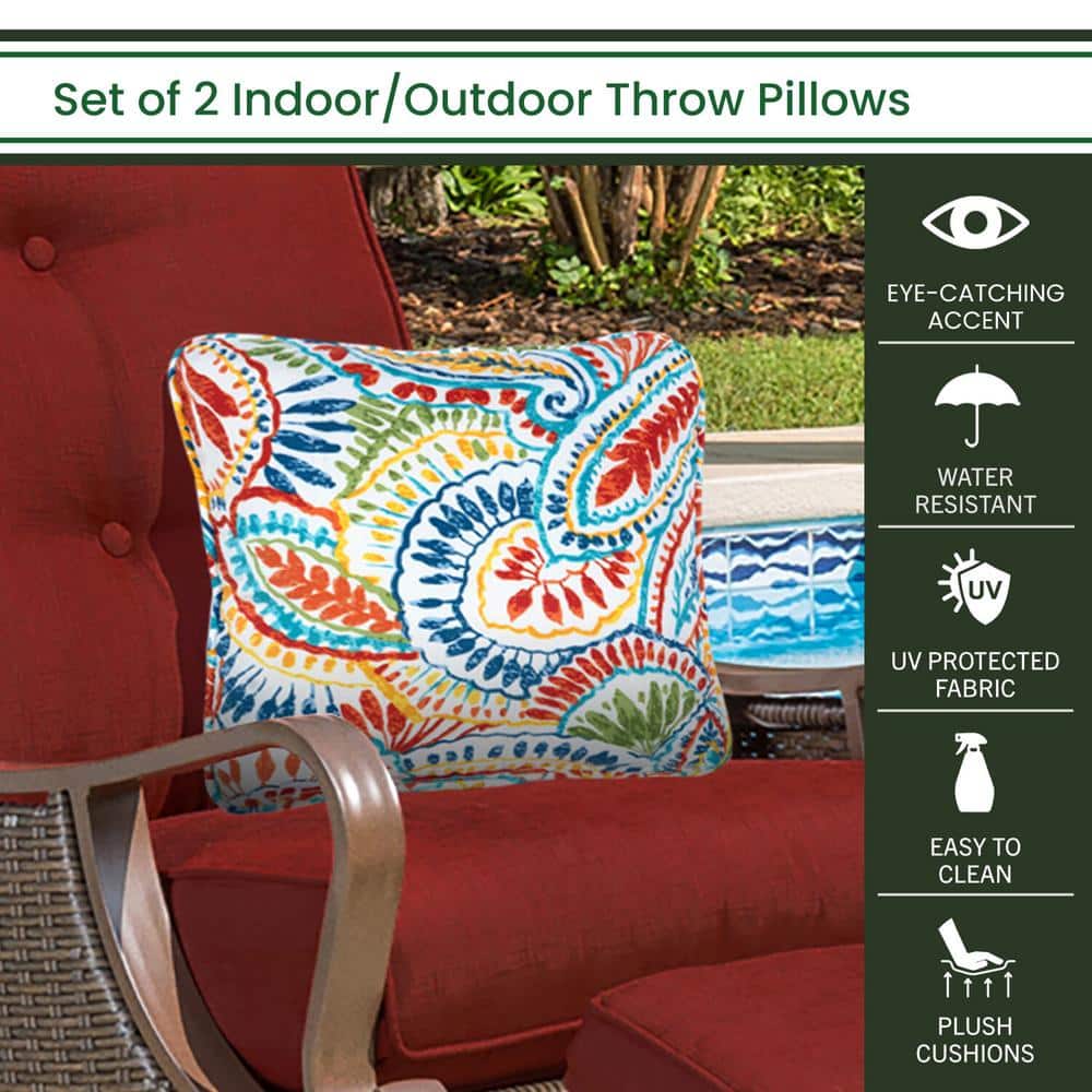 Colorful Paisley Indoor/Outdoor Square Throw Pillow Set