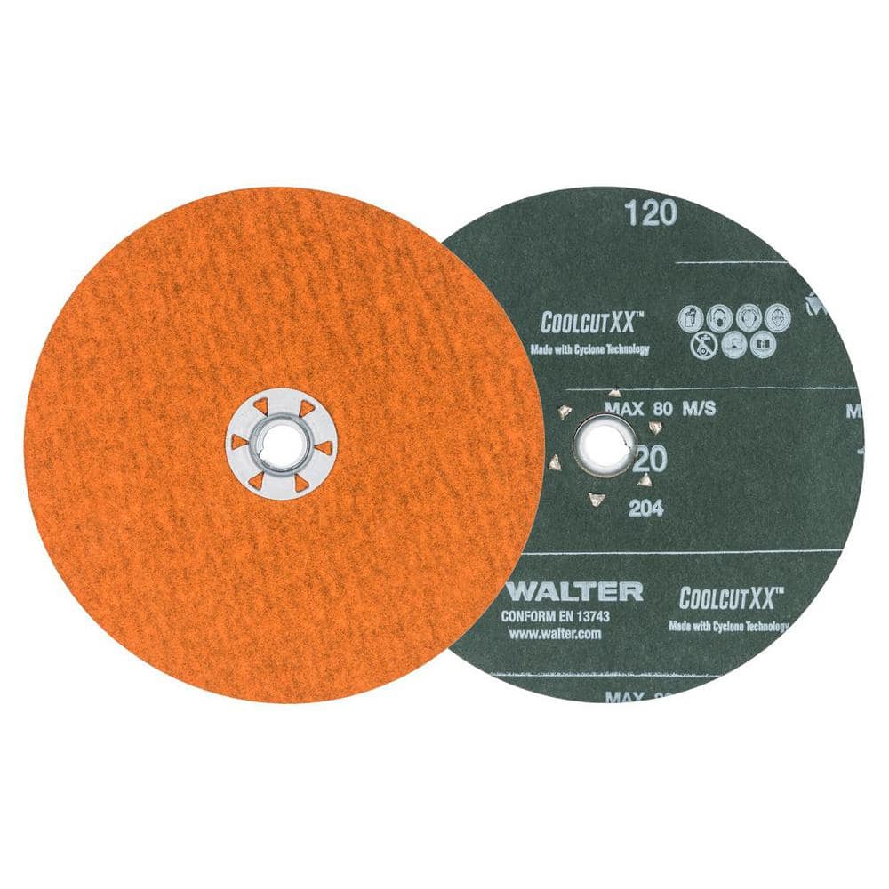 WALTER SURFACE TECHNOLOGIES COOLCUT XX 7 in. x 5/8-11 in. Arbor GR120, Sanding Discs, Quick Change (Pack of 25)