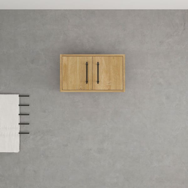 Victoria 23.8 in. W x 11.8 in. D x 13.78 in. H Brown Plywood Wall Overhead Floating Linen Cabinet in Oak
